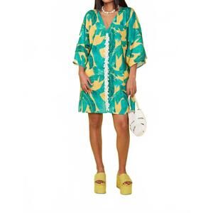 NEW TELA bananas mini dress in green/ yellow